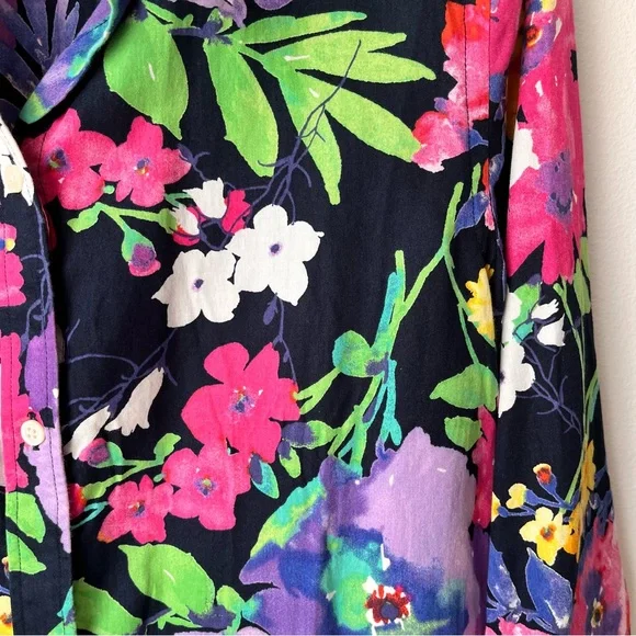 Lauren Ralph Lauren Women’s Floral 100% Cotton Shirt Size L - Picture 2 of 7